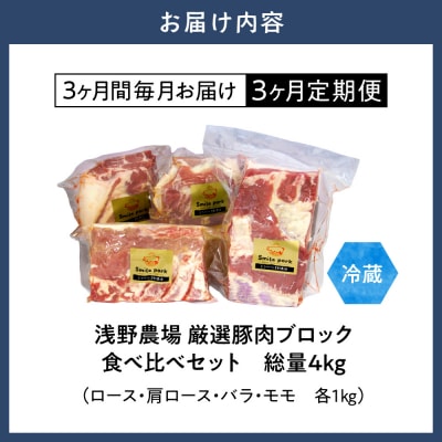 浅野農場厳選豚肉ブロック食べ比べセット【3ヶ月定期便】_tb02-014