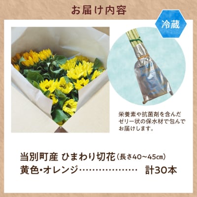 ひまわり切花30本入り(黄色、オレンジ 計30本)_tb11-021