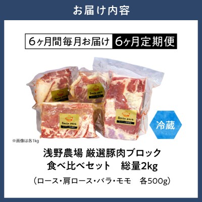 浅野農場厳選豚肉ブロック食べ比べセット 500g×4【6ヶ月定期便】_tb02-029