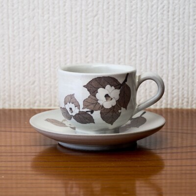 和紙染草花文珈琲碗 (H025104)