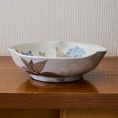 和紙染草花文菓子器 (H025112)
