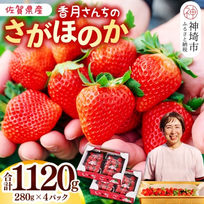 【先行受付】香月さんちのいちご(さがほのか)280g×4パック(H017116)