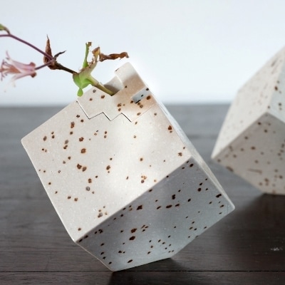 花器 キューブ(中) 白 (H038108)