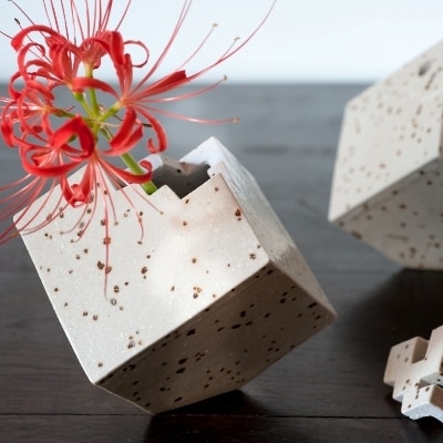 花器 キューブ(中) 白 (H038108)