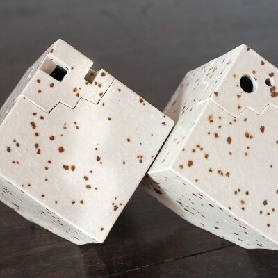 花器 キューブ(中) 白 (H038108)