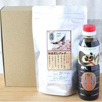 万両特選だしパックお試しサイズ(8g×15入)とさしみ醤油(B-3) (H016120)