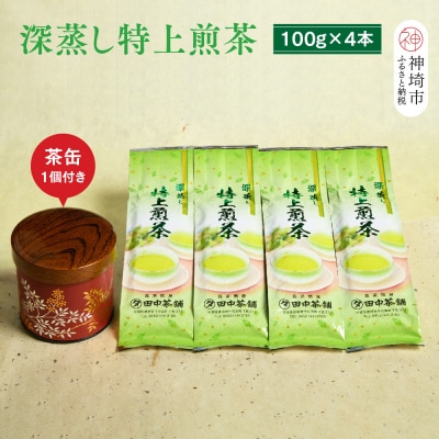 深蒸し特上煎茶100g×4本・茶缶1個付き (H047125)