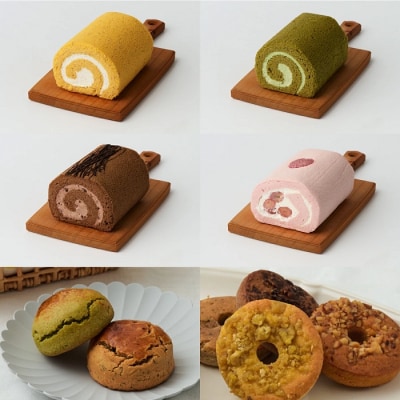 【定期便6回】プレミアム米粉ロールケーキ10種+栗ドーナツ+米粉スコーンセット (H053326)