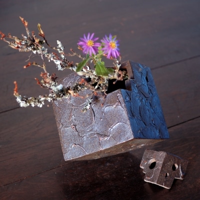 花器 キューブ(大) 黒 (H038116)