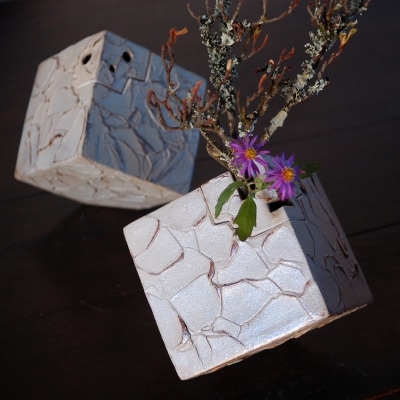 花器 キューブ(大) 白 (H038117)