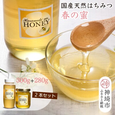 2025年産【数量限定】国産天然蜂蜜(春の蜜)300g&280g【合計580g】(H049127)