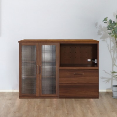 トラクト ガラス扉+OP引出+120天板 WN (H060667)