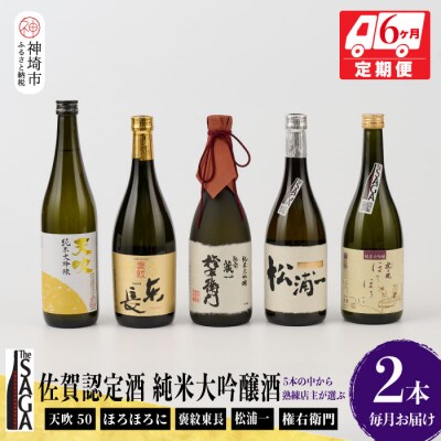 TheSAGA認定酒 純米大吟醸酒おまかせ2本 定期便6回(H072155)