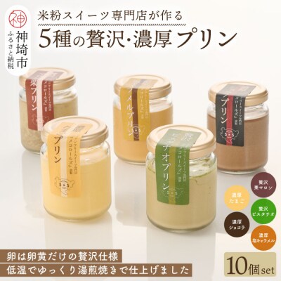 グルテンフリー専門店のつくる「5種の贅沢・濃厚プリン」10個入り (H053303)