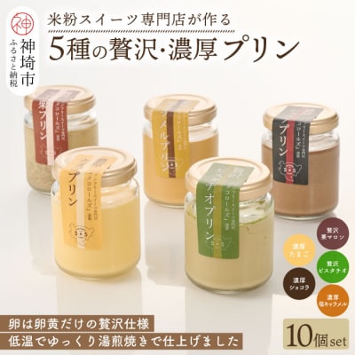 グルテンフリー専門店のつくる「5種の贅沢・濃厚プリン」10個入り (H053303)