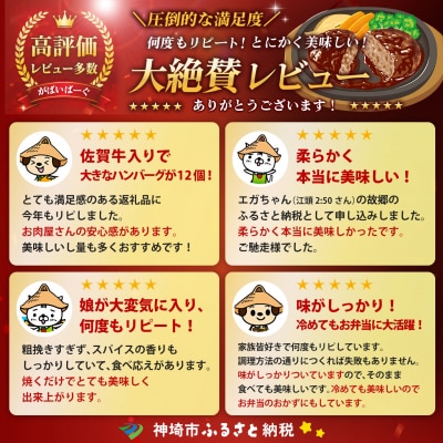 がばいばーぐ。佐賀牛入り黒毛和牛ハンバーグ140g×12個(H081147)