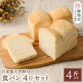 自家製天然酵母の食パン 4斤【パンと器のコネル】(H094103)