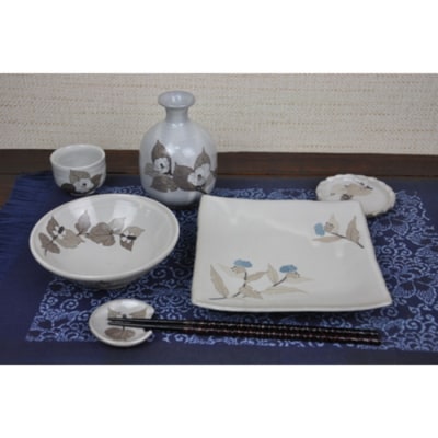 和紙染草花文豆皿 (H025154)