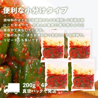 【12カ月定期便】【一子相伝】秘伝のオイ(きゅうり)キムチ 200g×4パック(H104130)