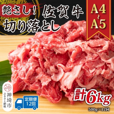 【12か月定期便】【A4～A5】佐賀牛切り落とし 500g×12回(H112311)