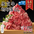 【6か月定期便】【A4～A5】佐賀牛切り落とし 1kg(小分け)×6回(H112179)