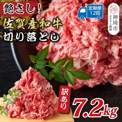 【12か月定期便】訳あり佐賀産和牛切り落とし 600g×12回(H112317)