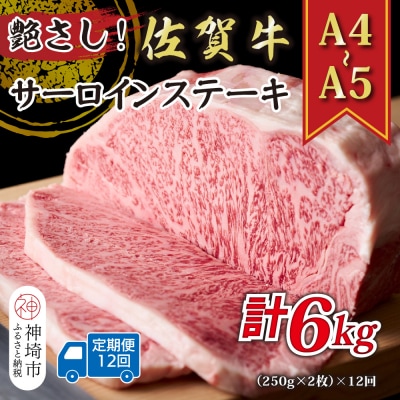 【12か月定期便】【A4～A5】佐賀牛サーロインステーキ 計500g×12回(H112195)
