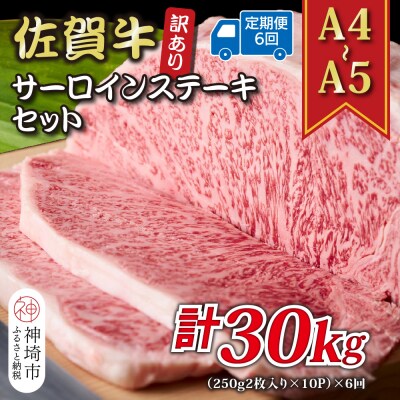【6か月定期便】訳あり【A4～A5】佐賀牛サーロインステーキ 計5kg×6回(H112221)