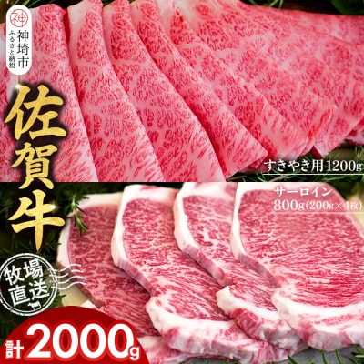 佐賀牛 サーロインステーキ800gすきやき用1200g 2種セット(H122133)