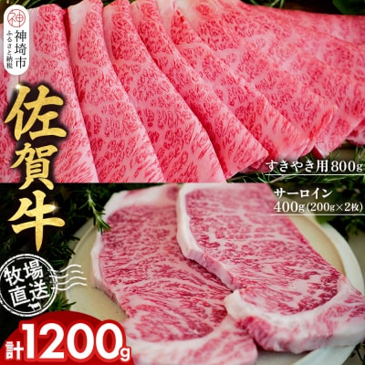 佐賀牛 サーロインステーキ400g すきやき用800g 2種セット(H122134)