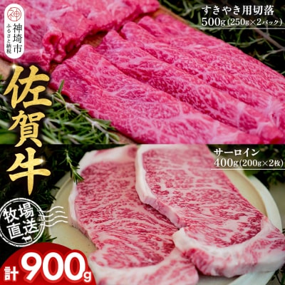 佐賀牛 サーロインステーキ2枚すきやき用切落500g(H122125)
