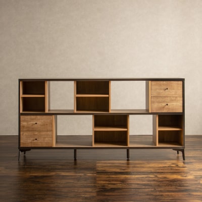 【東馬家具】タナス ローシェルフ 1800 BK(H060622)