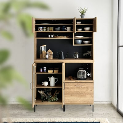 【東馬家具】TMフォカス 120OP収納+ガラス扉+オープン引出+脚2セット(H060630)