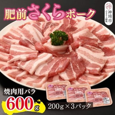 肥前さくらポーク 焼肉用 豚バラ 600g(H123109)