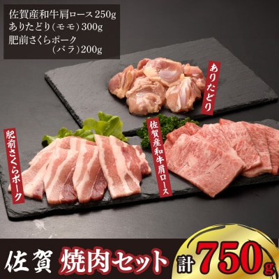 佐賀焼肉セット(牛・鳥・豚) 750g(H123112)
