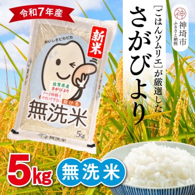 【令和7年産 新米】ごはんソムリエが厳選 無洗米 さがびより 5kg(H063146)