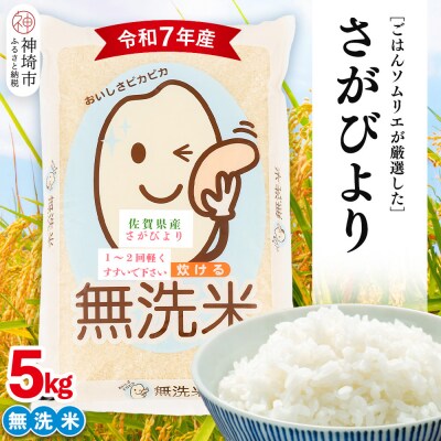 【令和7年産】ごはんソムリエが厳選 無洗米 さがびより 5kg(H063146)
