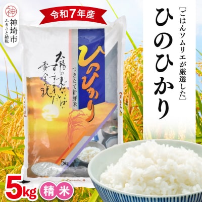 【令和7年産】ごはんソムリエが厳選 白米 ひのひかり 5kg(H063163)