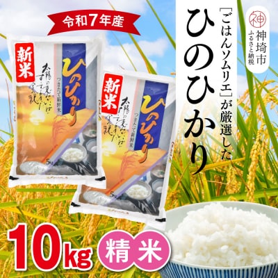 【令和7年産 新米】ごはんソムリエが厳選 白米 ひのひかり 10kg(H063151)