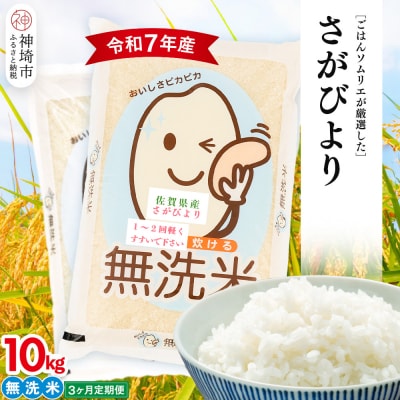 【令和7年産 3ヶ月定期便】ごはんソムリエが厳選 無洗米 さがびより10kg(H063149)