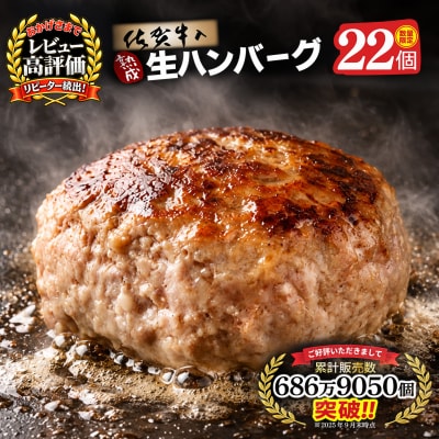 【14日以内発送!】佐賀牛入り ハンバーグ 22個 2.6kg(120g×22個)(H083106)