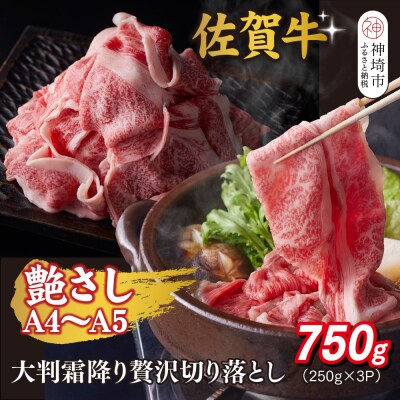 艶さし!【A4～A5】佐賀牛大判霜降り贅沢切り落とし 750g(250g×3P)(H112341)
