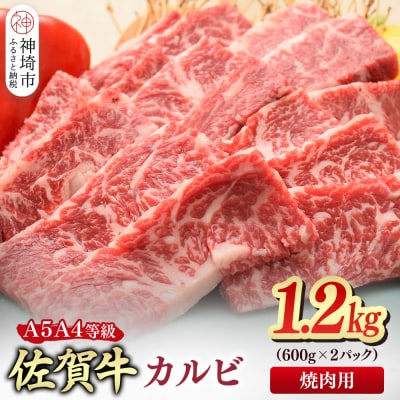 佐賀牛 カルビ 焼肉用 1.2kg(600g×2)【A4～A5ランク】(H085207)