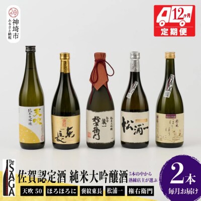TheSAGA認定酒 純米大吟醸酒おまかせ2本 定期便12回(H072198)
