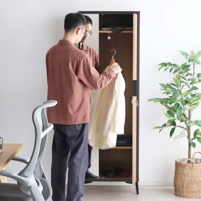 【東馬家具】タナスロッカー 1Pミラー(H060696)