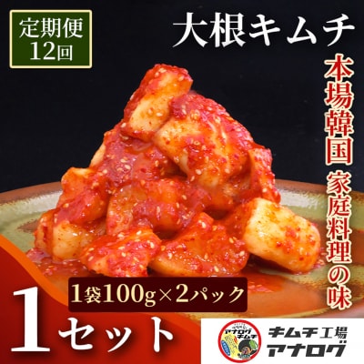 【12カ月定期便】発酵旨味の大根カクテキキムチ(100g×2パック)(H104217)