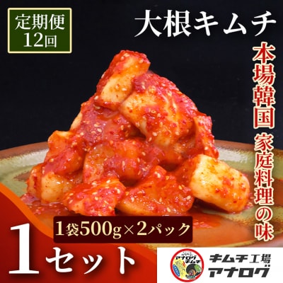 【12カ月定期便】発酵旨味の大根カクテキキムチ(500g×2パック)(H104229)