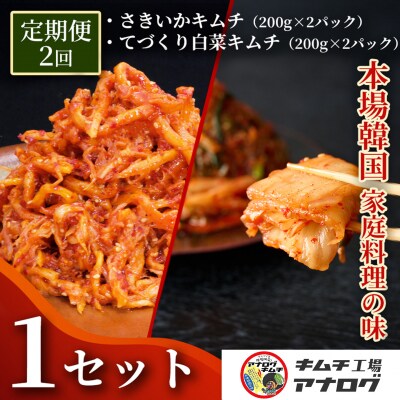 【2カ月定期便】人気2種の本格キムチ 白菜&さきいかセット(各200g×2パック)(H104282)
