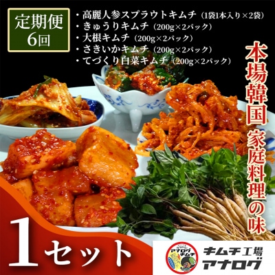 【6カ月定期便】4種のキムチ(各200g×2P)+スプラウトキムチ(1本×2袋)(H104273)