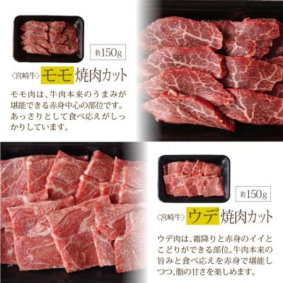 宮崎牛焼肉セット約450g(ウデ150g・バラ150g・モモ150g)